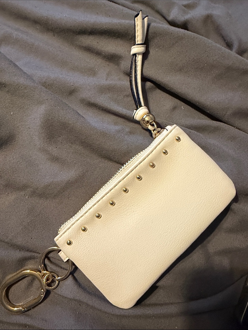 Victoria’s Secret - Cream Wristlet Coin Purse with Gold Studs
